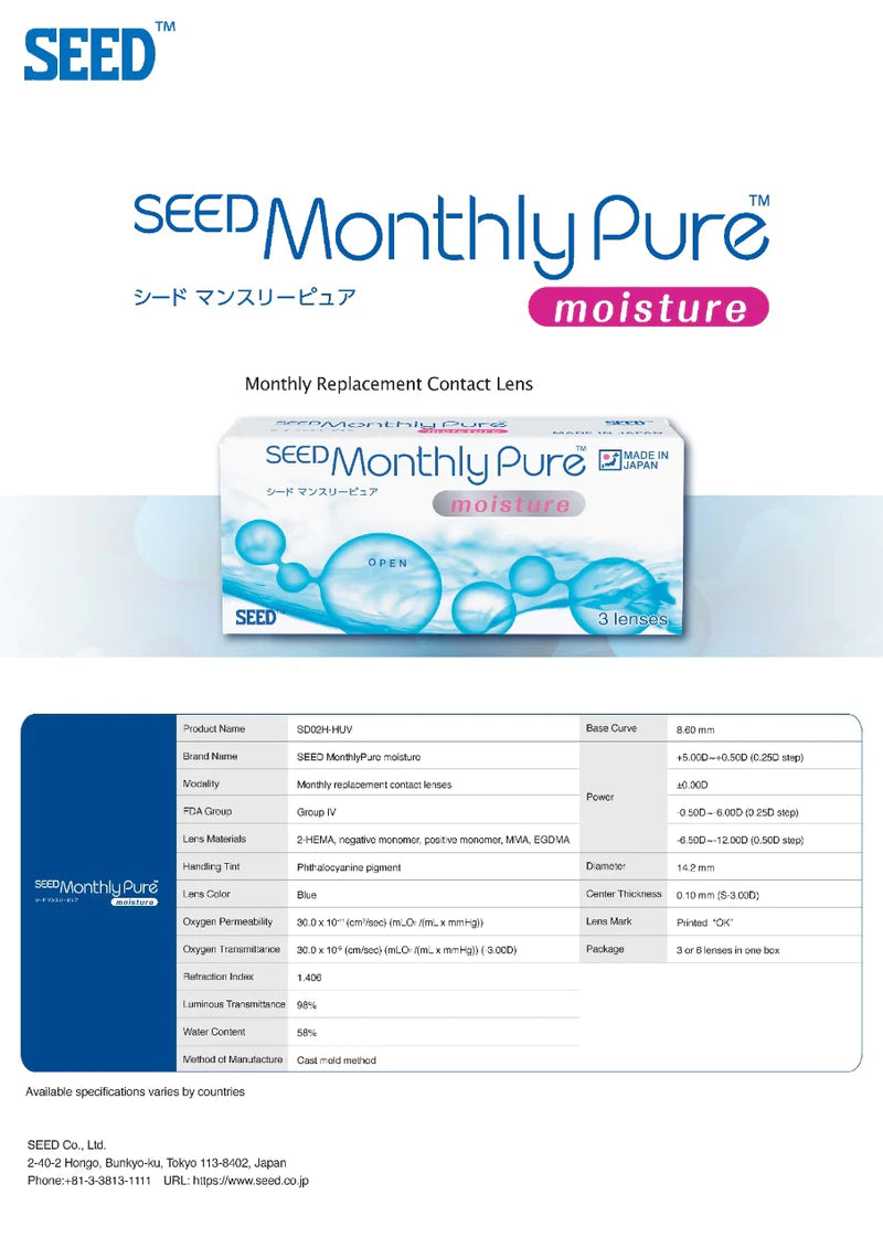 SEED Contact Lenses (Made in Japan)